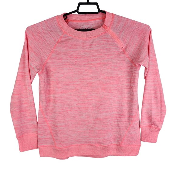 Womens Pink Gerry Pullover Top Shirt Zipper Crewneck Long Sleeve Size S - Picture 1 of 9